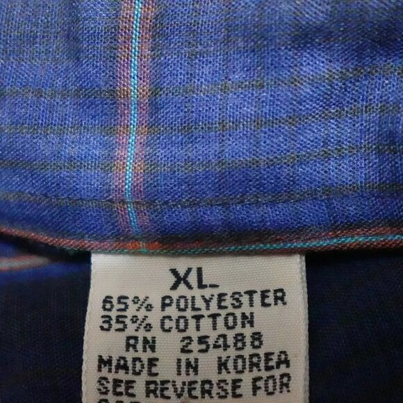 Vintage AW Apparel Workshop Shirt Men's XL Blue Plaid Button Down Long Sleeve - Picture 7 of 9